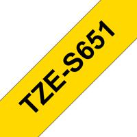 Brother TZe-S651 Labeltape extra sterk klevend Tapekleur: Geel Tekstkleur: Zwart 24 mm 8 m - thumbnail