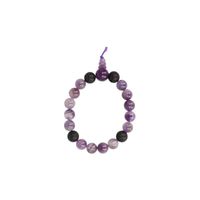 Edelsteen Armband Amethist Powerbead met Lavastenen (19 cm) - thumbnail