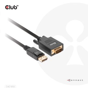 club3D CAC-1012 DisplayPort-kabel DisplayPort / VGA Aansluitkabel DisplayPort-stekker, VGA-stekker 15-polig 2.00 m Zwart