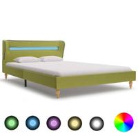 vidaXL Bedframe met LED stof groen 140x200 cm