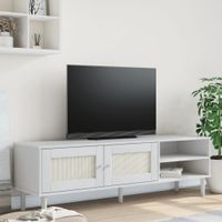 Tv-meubel SENJA 158x40x49 cm rattan-look massief grenenhout wit - thumbnail