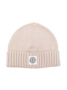 Stone Island Junior bonnet en maille à patch logo - Tons neutres