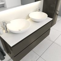 SaniGoods Sally badkamermeubel 120cm grijs glans met dubbele Solid Surface waskom rond - thumbnail