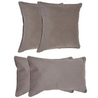 Bank/sierkussens huiskamer Sophia - set 4x stuks - Taupe/beige - polyester - met rits - 2 formaten - thumbnail