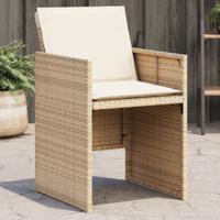 Tuinstoelen 4 st met kussens poly rattan beige - thumbnail