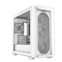 ASUS A23 Plus TG ARGB witte microATX pc-behuizing (vooraf geïnstalleerde ARGB-ventilatoren, mesh frontpaneel, compatibel met moederborden met verborgen aansluitingen, 360 mm radiatoren, 380 mm