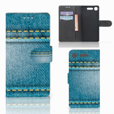 Sony Xperia XZ1 Wallet Case met Pasjes Jeans Sony Xperia XZ1 Wallet Case met Pasjes Jeans