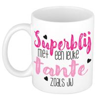 Bellatio Decorations Cadeau koffie/thee mok voor tante - roze - super blij - keramiek   - - thumbnail