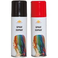 Carnaval verkleed haar verf/spray - zwart en rood - spuitbus - 125 ml - thumbnail