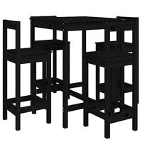 vidaXL 5-delige Barset massief grenenhout zwart, tuinmeubelset, tuinmeubel, terrasmeubel, tuinset, terrastafel, bistrotafel, bistroset, tuin tafel