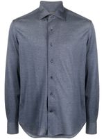 Corneliani chemise en coton à col biaisé - Bleu