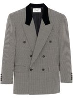 Saint Laurent blazer en laine à motif pied-de-poule - Noir