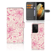 Samsung Galaxy S21 Ultra Hoesje Pink Flowers - thumbnail