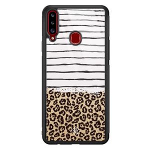 Samsung Galaxy A20s glazen hardcase - Leopard lines