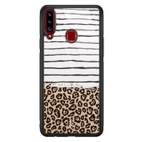 Samsung Galaxy A20s glazen hardcase - Leopard lines - thumbnail