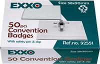 Naambordje formaat 58 x 90 mm met clip naald combinatie - 50 stuks