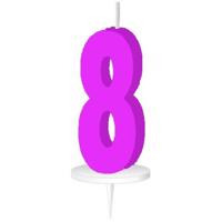 Haza Original Cijferkaars 8 Met Houder Wax 8 Cm Fuchsia