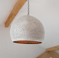 Hanglamp wit goud 'Will' Oosterse hanglamp filigrain stijl open wit/goud 400mm - thumbnail