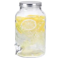 Drank dispenser/limonadetap - met tapje - glas - 5,5 L - zilver - H31 x D18 cm - thumbnail