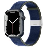 By Qubix - Nylon bandje met klemsluiting - Donkerblauw - Compatible met Apple Watch 38mm / 40mm / 41mm / 42mm - Compatible Apple watch bandjes