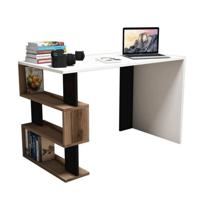 Homemania Computerbureau Snap 120x60x75 cm wit zwart en walnootkleurig