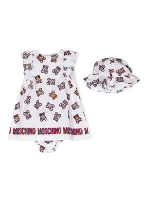 Moschino Kids Jurk met teddybeerprint - Wit