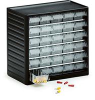 TRESTON Magazijn voor kleine onderdelen 290-3 Behuizing: Grijs BxDxH 310x180x290 mm - 30 laden glashelder