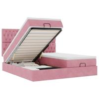 vidaXL Ottoman bed met matrassen 200x200cm fluweel roze