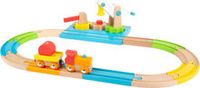 Junior collectie - houten treinbaan met hijskraan - thumbnail