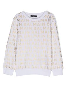 Balmain Kids sweat en coton à logo imprimé - Blanc