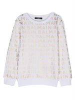 Balmain Kids sweat en coton à logo imprimé - Blanc