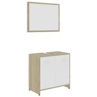 Vidaxl Badkamermeubelset Spaanplaat Wit En Sonoma Eikenkleurig