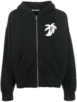 Palm Angels hoodie zippé à logo imprimé - Noir