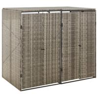 VidaXL Containerberging dubbel 140x80x117 cm poly rattan grijs