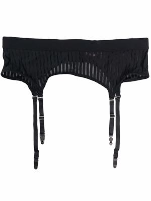 Maison Close porte-jarretelles à rayures - Noir