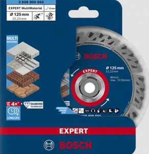 Bosch Accessories 2608900660 EXPERT MultiMaterial Diamanten doorslijpschijf Diameter 125 mm Boordiameter 22.23 mm Steen, Beton, Baksteen 1 stuk(s)