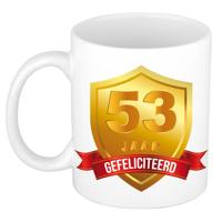 Gefeliciteerd 53 jaar jubileum/ verjaardag mok met gouden schild - feest mokken