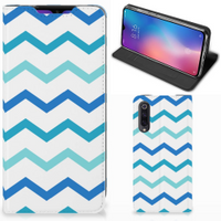 Xiaomi Mi 9 Hoesje met Magneet Zigzag Blauw