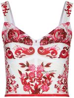 Dolce & Gabbana haut corset à imprimé Majolica - Blanc - thumbnail