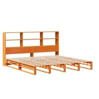 vidaXL Boekenkastbed zonder matras massief hout wasbruin 180x200 cm, bed, slaapkamermeubel, bed met opbergruimte, tweepersoonsbed, houten bed