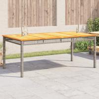 Tuintafel 180x90x75 cm poly rattan en acaciahout grijs - thumbnail