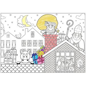 6x Papieren Sinterklaas kleurplaat placemats