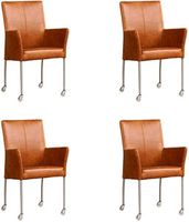 Set van 4 Cognac leren moderne eetkamerstoelen Comfort - Vintage Leer Cognac (cognac leer) - thumbnail