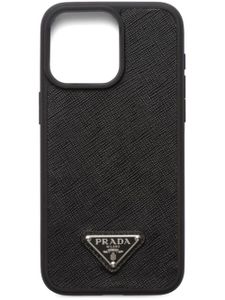 Prada coque d'iPhone 15 Pro Max en cuir saffiano - Noir