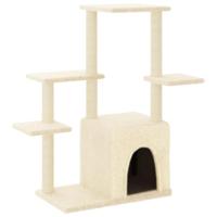 vidaXL Kattenmeubel met sisal krabpalen 97,5 cm crèmekleurig, kattenpaal, kattenboom, kattenkrabpaal, kattenhuis, kattenmeubel, kattenpalen