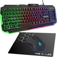 THE G-LAB Combo HELIUM - 4-in-1 Gaming Bundel - Verlicht Gamer Keyboard, 3200 DPI Gaming Muis, In-Ear Koptelefoon, Anti-Slip Muismat - PC/PS5/PS4/Xbox One/Xbox Series X (FR AZERTY)