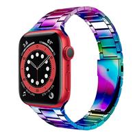 By Qubix - Stalen schakelband - Multicolor - Compatible met Apple watch 44mm / 45mm / 46mm / 49mm - Compatible Apple watch bandjes
