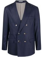 Brunello Cucinelli blazer en laine vierge à boutonnière croisée - Bleu