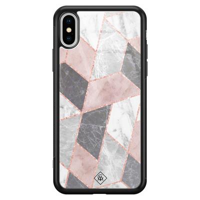 iPhone XS Max glazen hardcase - Stone grid