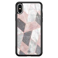 iPhone XS Max glazen hardcase - Stone grid